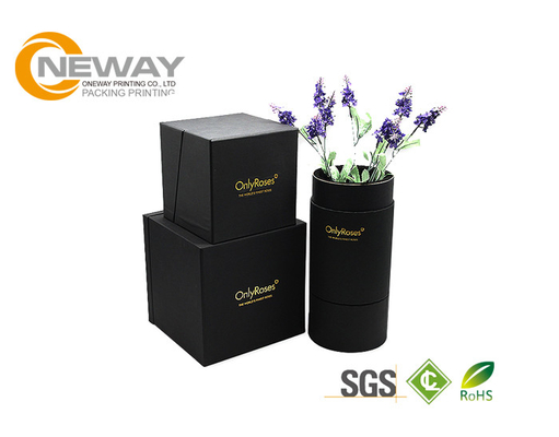 Luxury Custom Printing Black Cardboard Packaging Flower Boxes